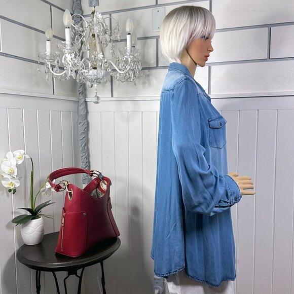 C est. 1946 Blue Chambray Button Down Shirt 18/20W. Oh So Comfy! - Picture 2 of 12